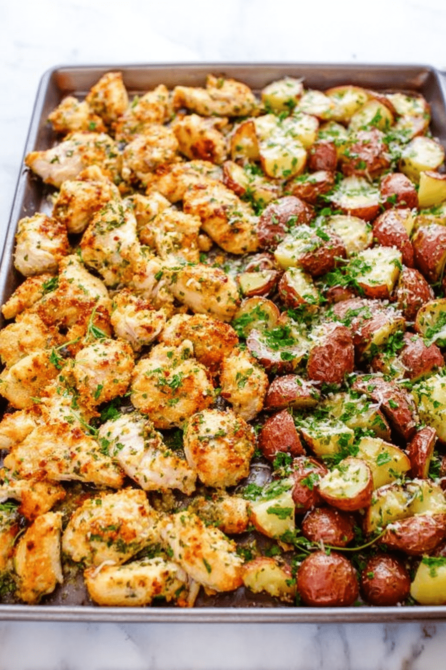 Baked Garlic Parmesan Chicken and Potatoes – A Delicious One-Pan Meal